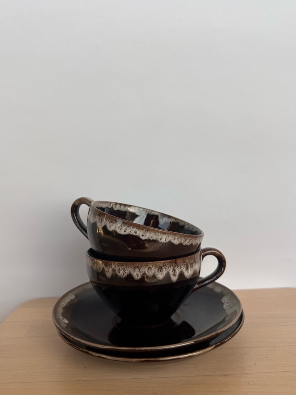 Brown Drip Glaze Ceramic Teacup & Saucer Set